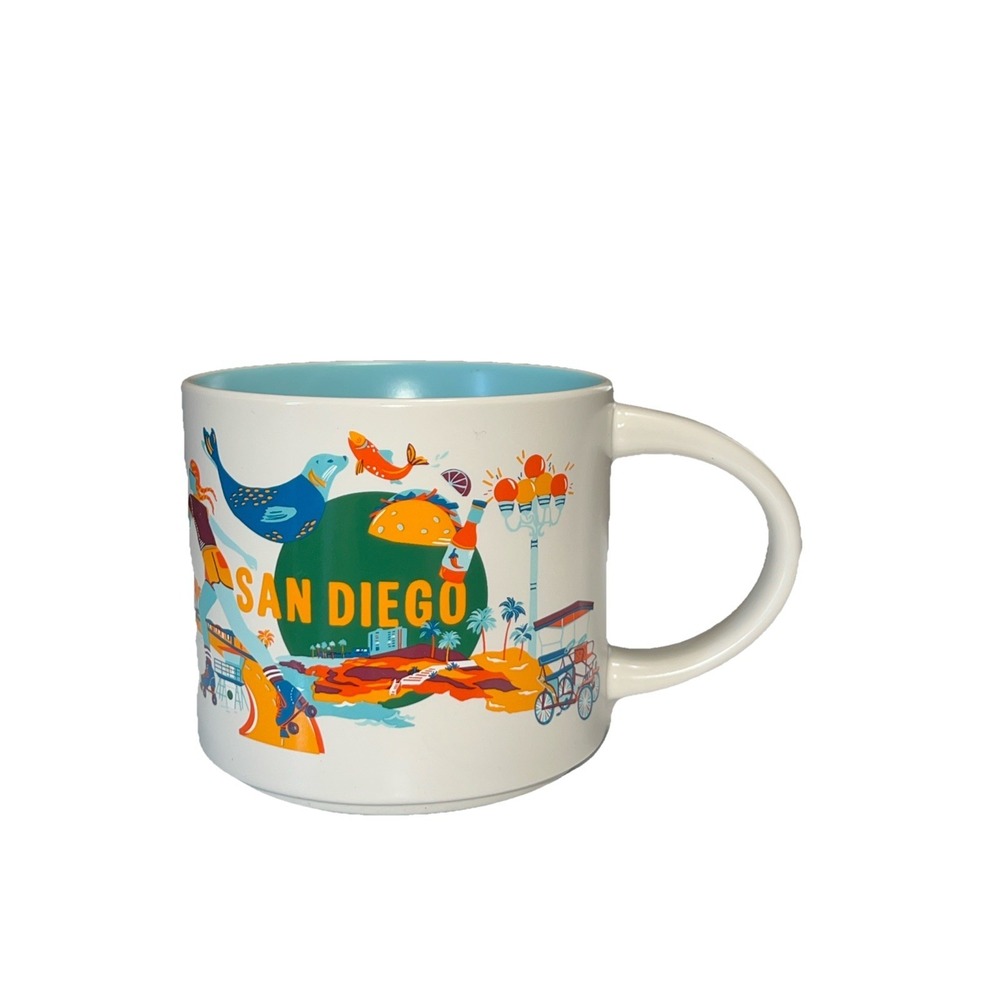 Starbucks San Diego Discovery Series 14 Fl Oz Mug 2024 White Blue Multicolor